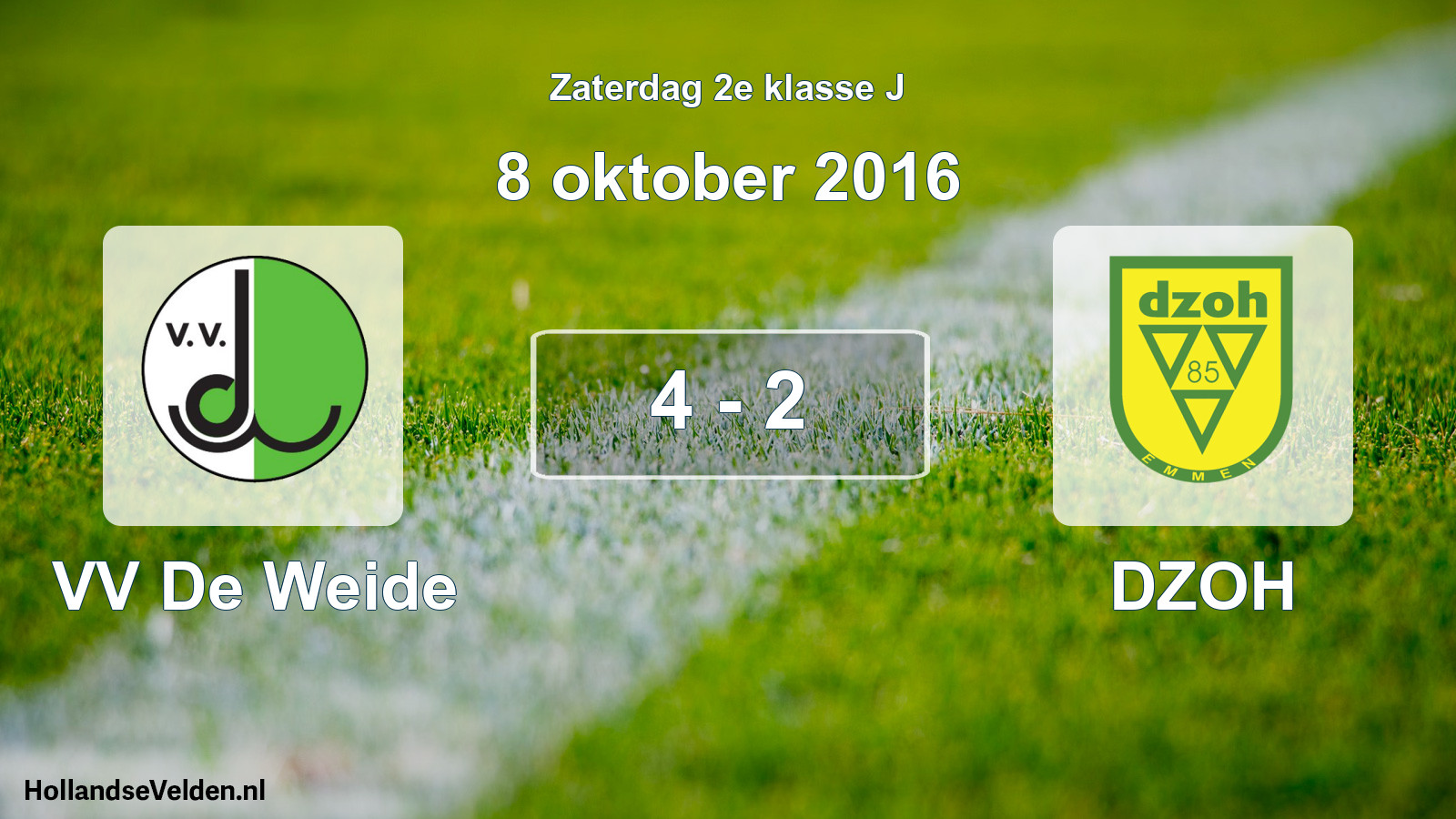 Total number of matches played: VV De Weide - DZOH 4 - 2 (8 October 2016)