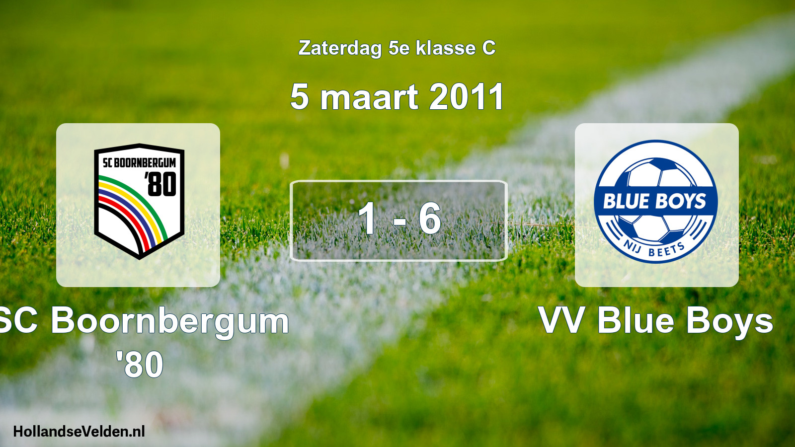 Total number of matches played: SC Boornbergum '80 - VV Blue Boys 1 - 6 (5 March 2011)