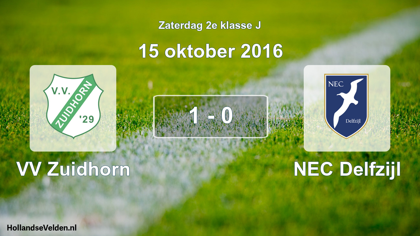 Total number of matches played: VV Zuidhorn - NEC Delfzijl 1 - 0 (15 October 2016)