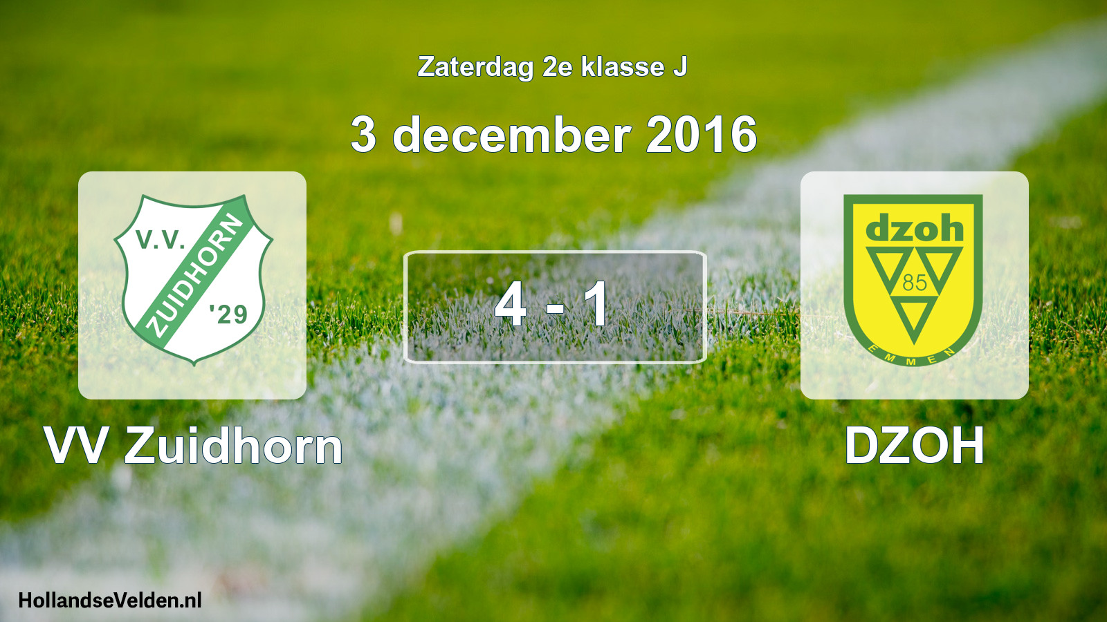 Total number of matches played: VV Zuidhorn - DZOH 4 - 1 (3 December 2016)