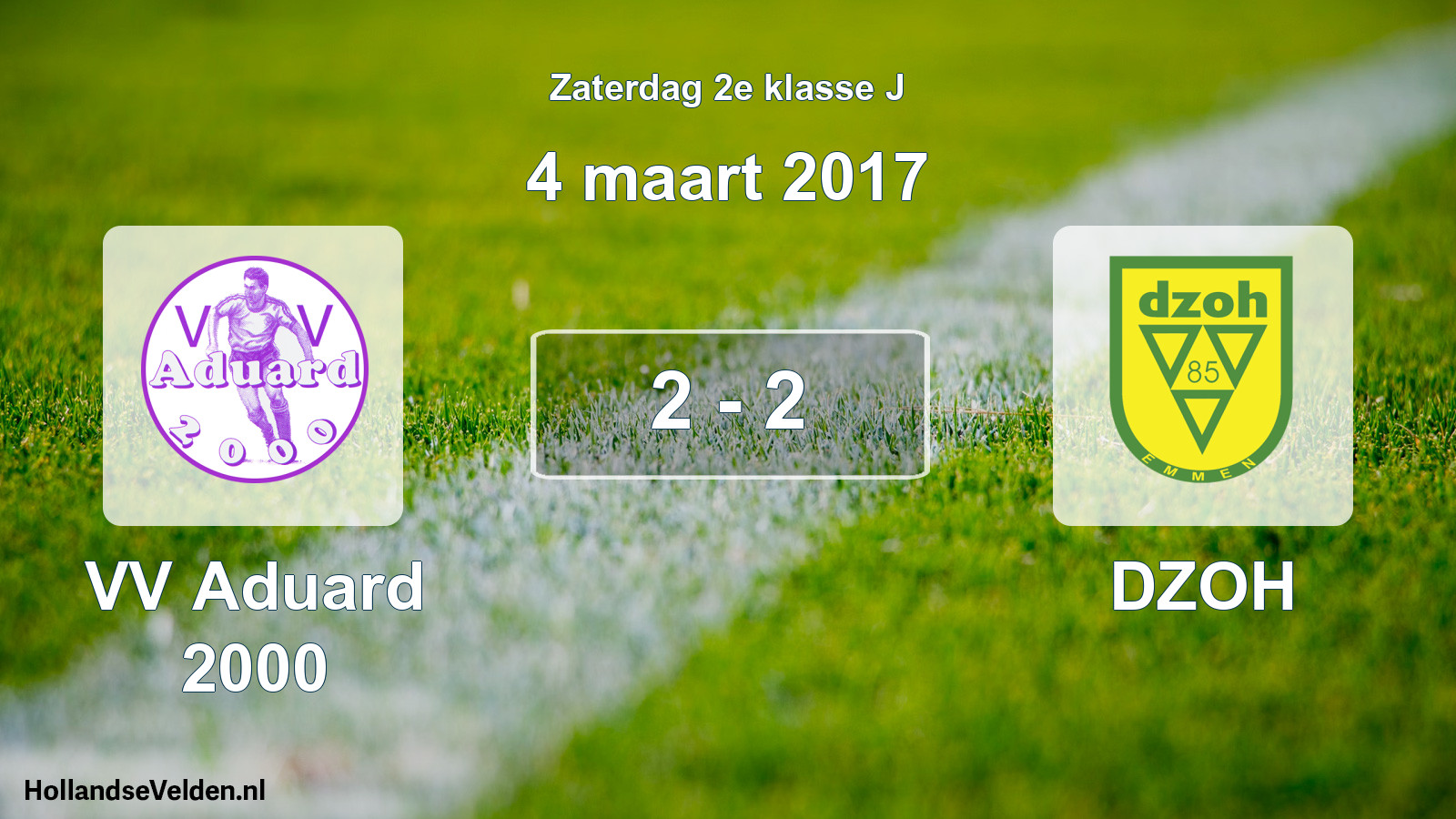 Total number of matches played: VV Aduard 2000 - DZOH 2 - 2 (4 March 2017)