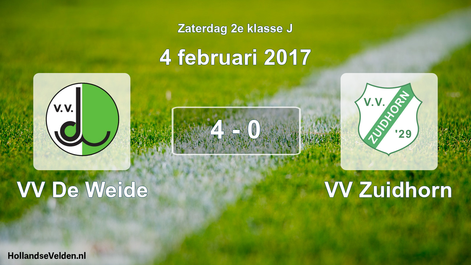 Total number of matches played: VV De Weide - VV Zuidhorn 4 - 0 (4 February 2017)