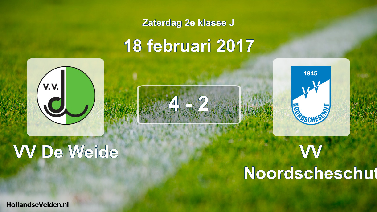 Total number of matches played: VV De Weide - VV Noordscheschut 4 - 2 (18 February 2017)