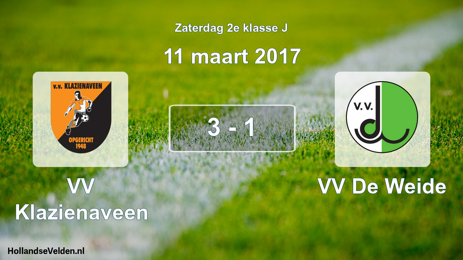 Total number of matches played: VV Klazienaveen - VV De Weide 3 - 1 (11 March 2017)