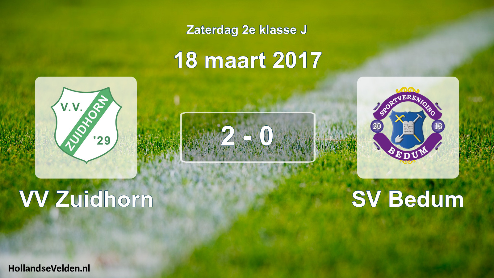 Total number of matches played: VV Zuidhorn - SV Bedum 2 - 0 (18 March 2017)