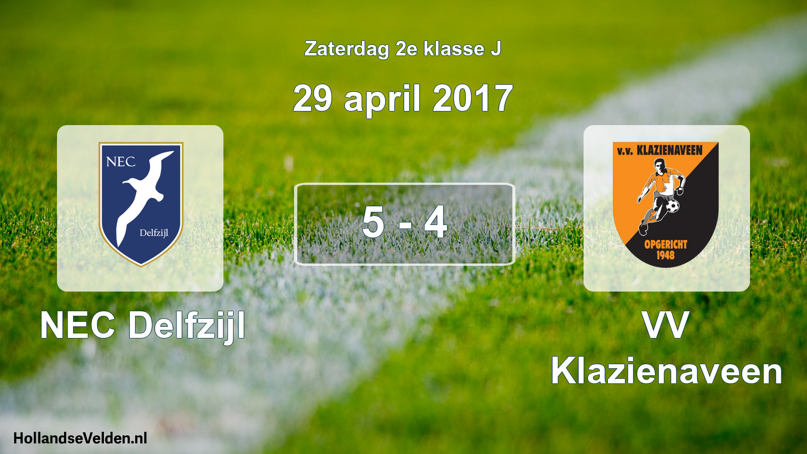 Total number of matches played: NEC Delfzijl - VV Klazienaveen 5 - 4 (29 April 2017)
