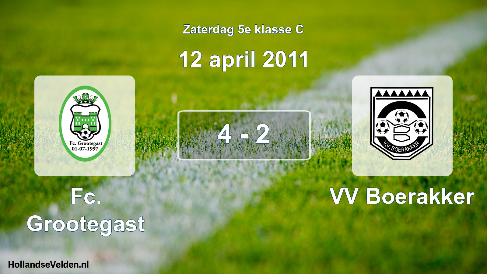 Total number of matches played: Fc. Grootegast - VV Boerakker 4 - 2 (12 April 2011)
