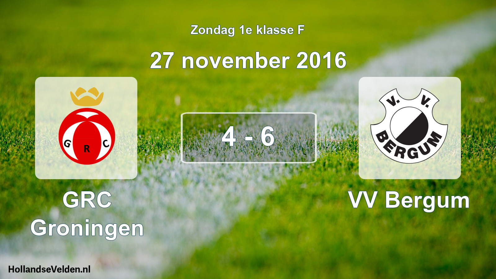 Total number of matches played: GRC Groningen - VV Bergum 4 - 6 (27 November 2016)