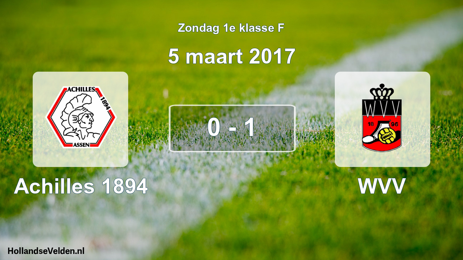 Total number of matches played: Achilles 1894 - WVV 0 - 1 (5 March 2017)