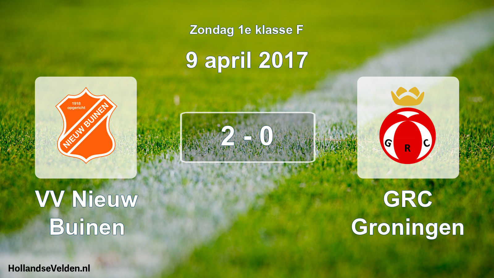 Total number of matches played: VV Nieuw Buinen - GRC Groningen 2 - 0 (9 April 2017)