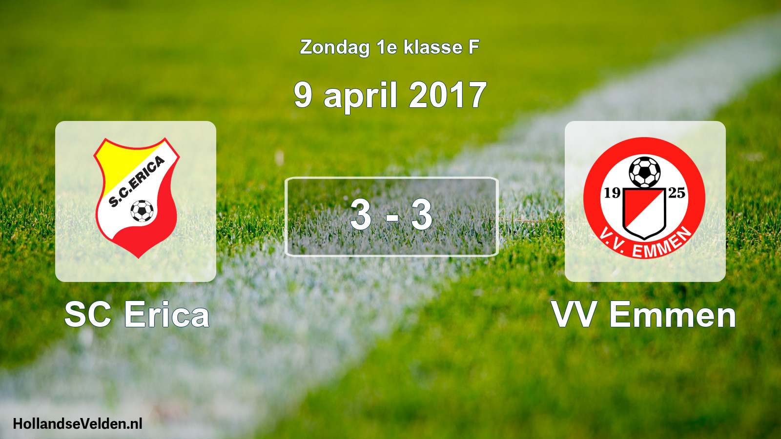 Total number of matches played: SC Erica - VV Emmen 3 - 3 (9 April 2017)
