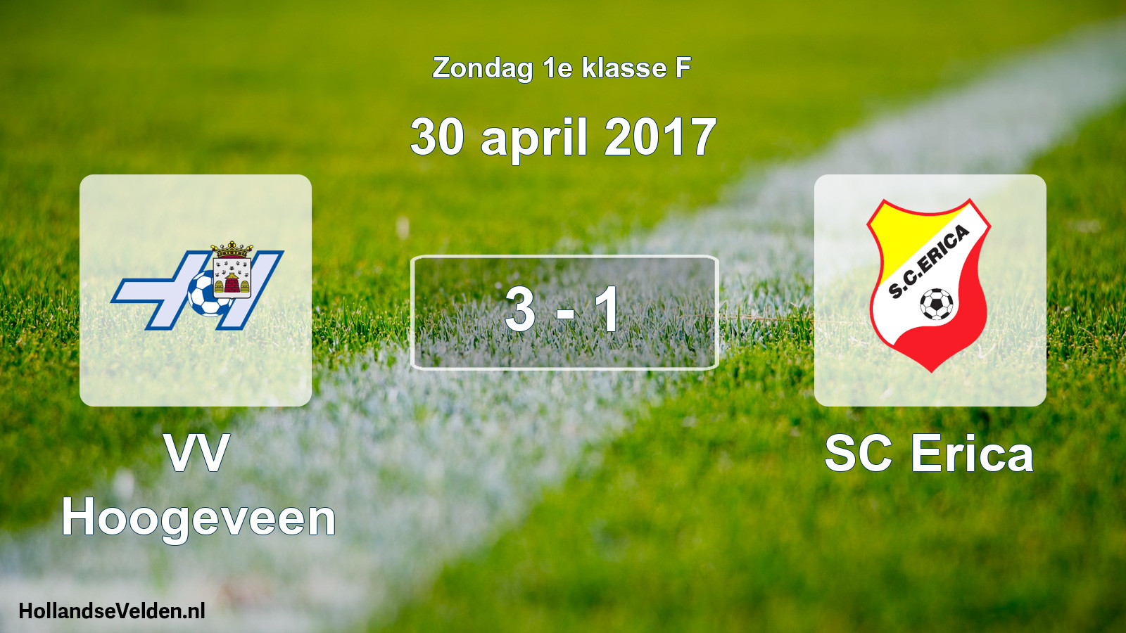 Total number of matches played: VV Hoogeveen - SC Erica 3 - 1 (30 April 2017)