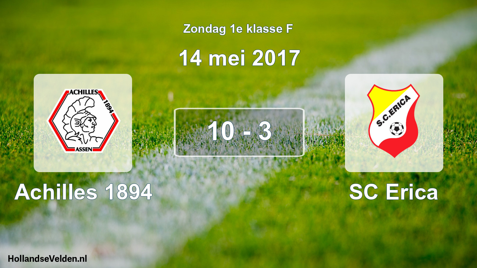 Total number of matches played: Achilles 1894 - SC Erica 10 - 3 (14 May 2017)
