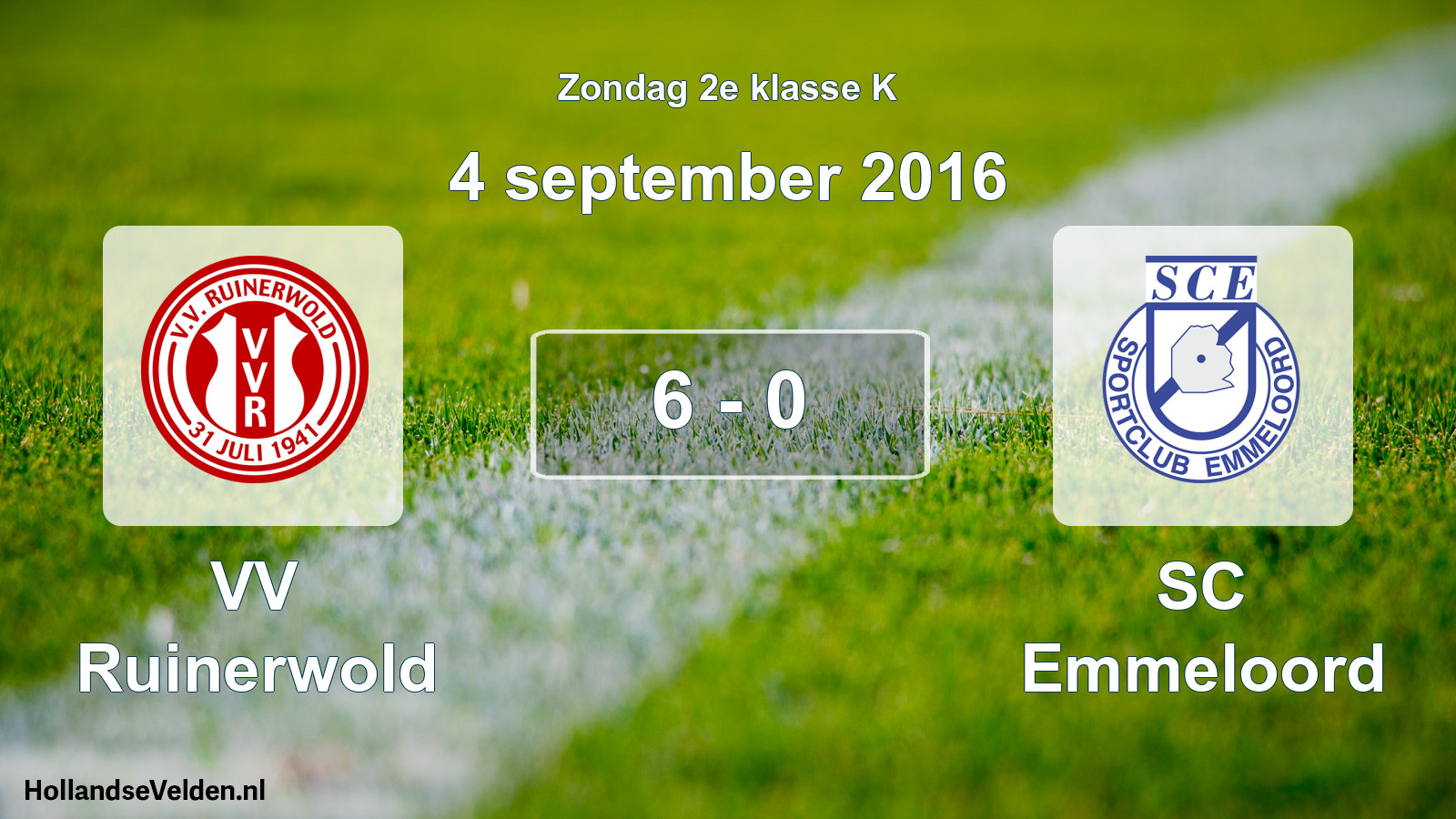 Total number of matches played: VV Ruinerwold - SC Emmeloord 6 - 0 (4 September 2016)