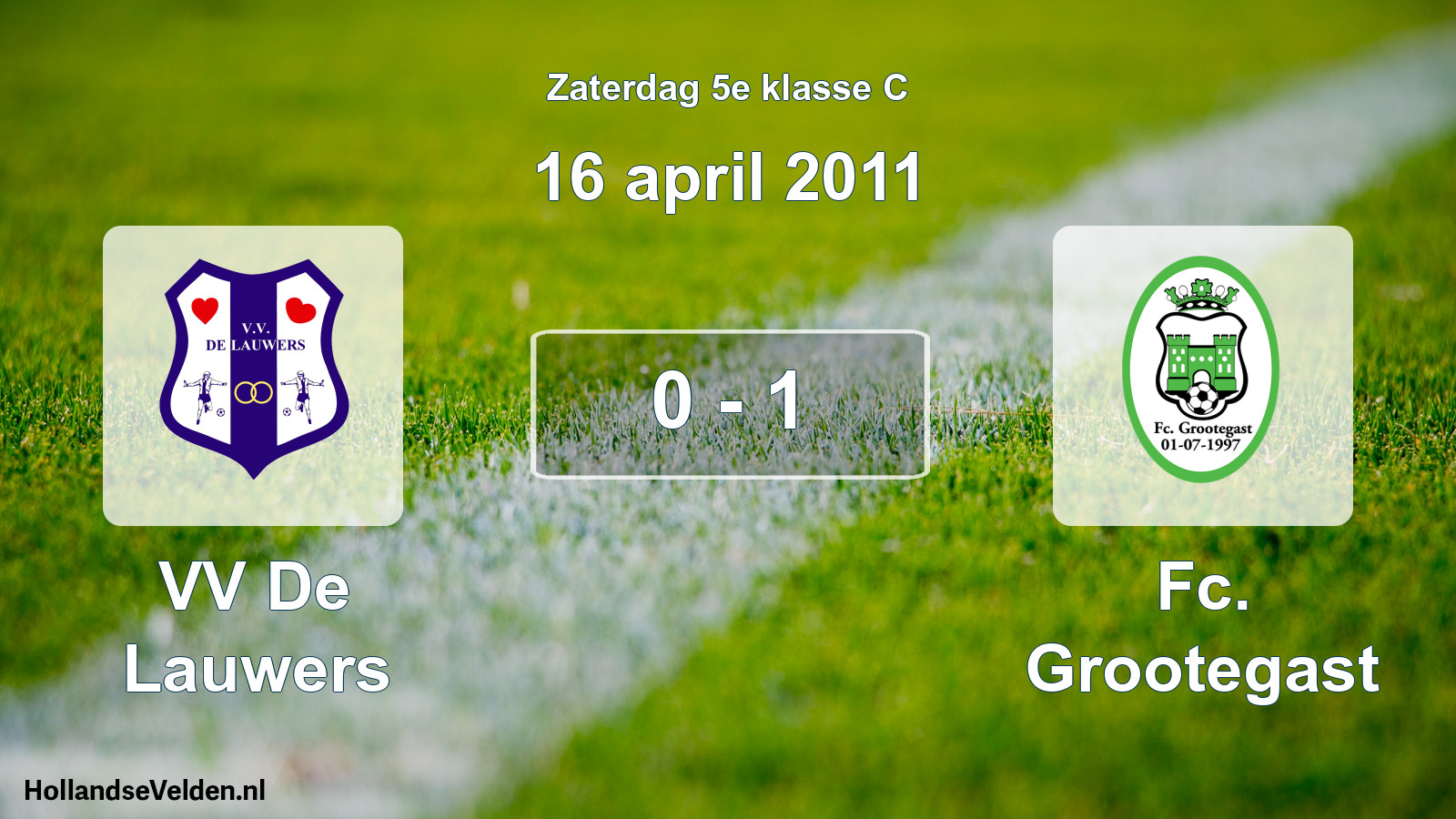 Total number of matches played: VV De Lauwers - Fc. Grootegast 0 - 1 (16 April 2011)