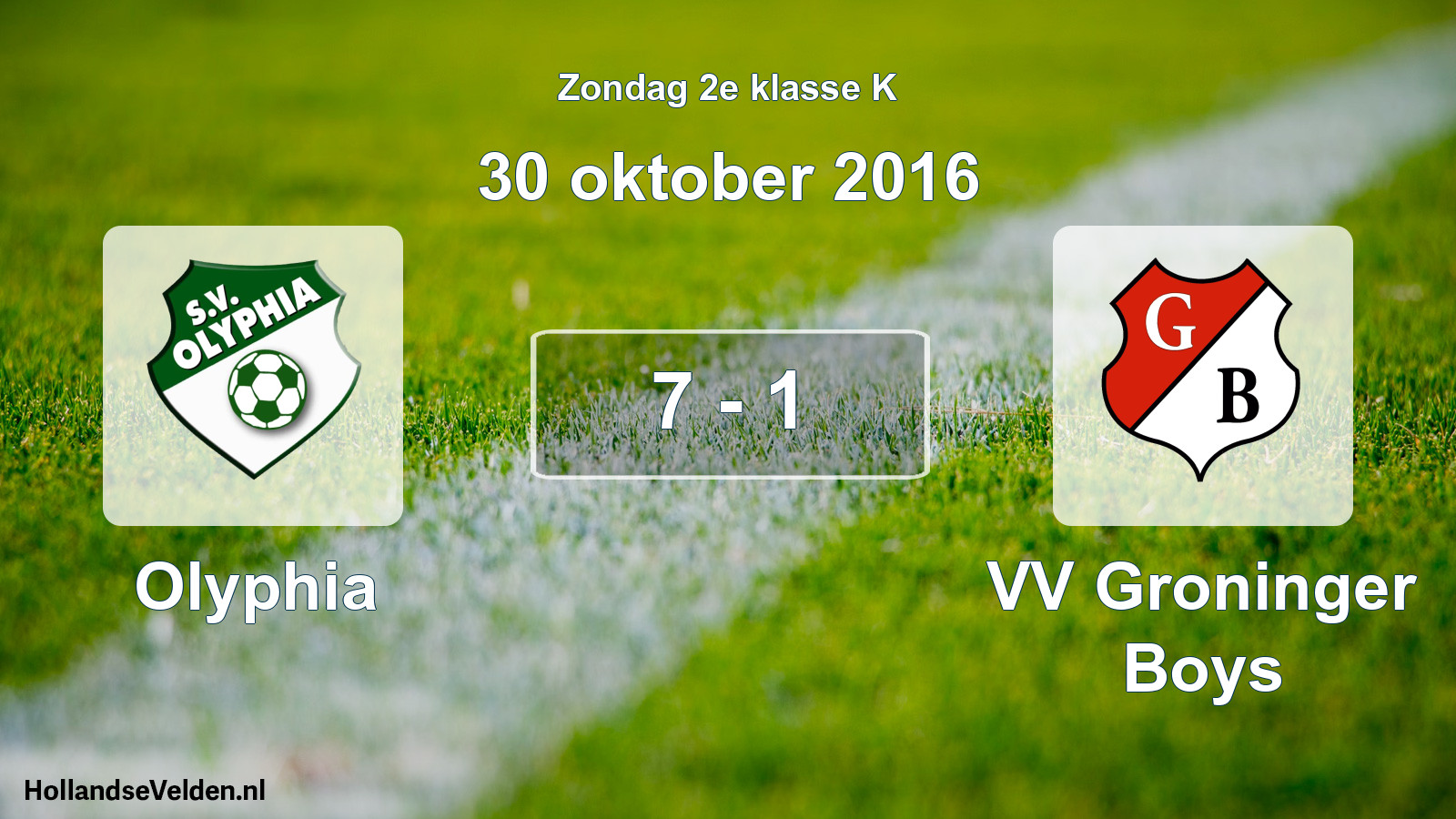 Total number of matches played: Olyphia - VV Groninger Boys 7 - 1 (30 October 2016)