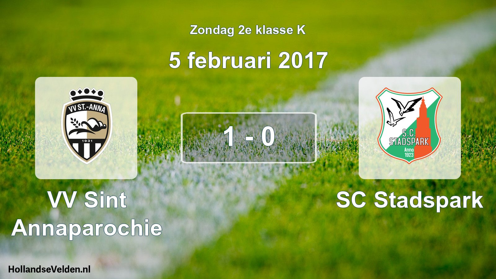 Total number of matches played: VV Sint Annaparochie - SC Stadspark 1 - 0 (5 February 2017)
