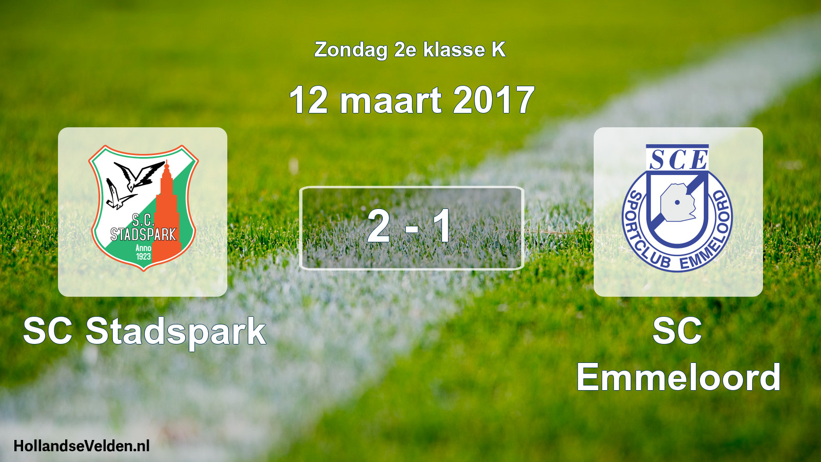 Total number of matches played: SC Stadspark - SC Emmeloord 2 - 1 (12 March 2017)