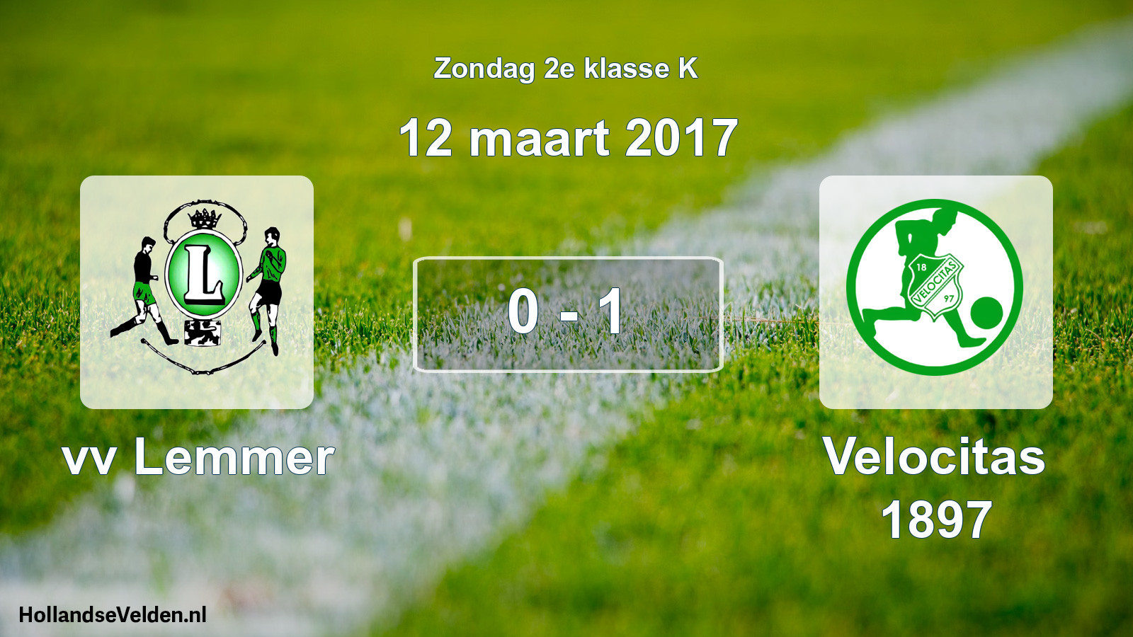 Total number of matches played: vv Lemmer - Velocitas 1897 0 - 1 (12 March 2017)