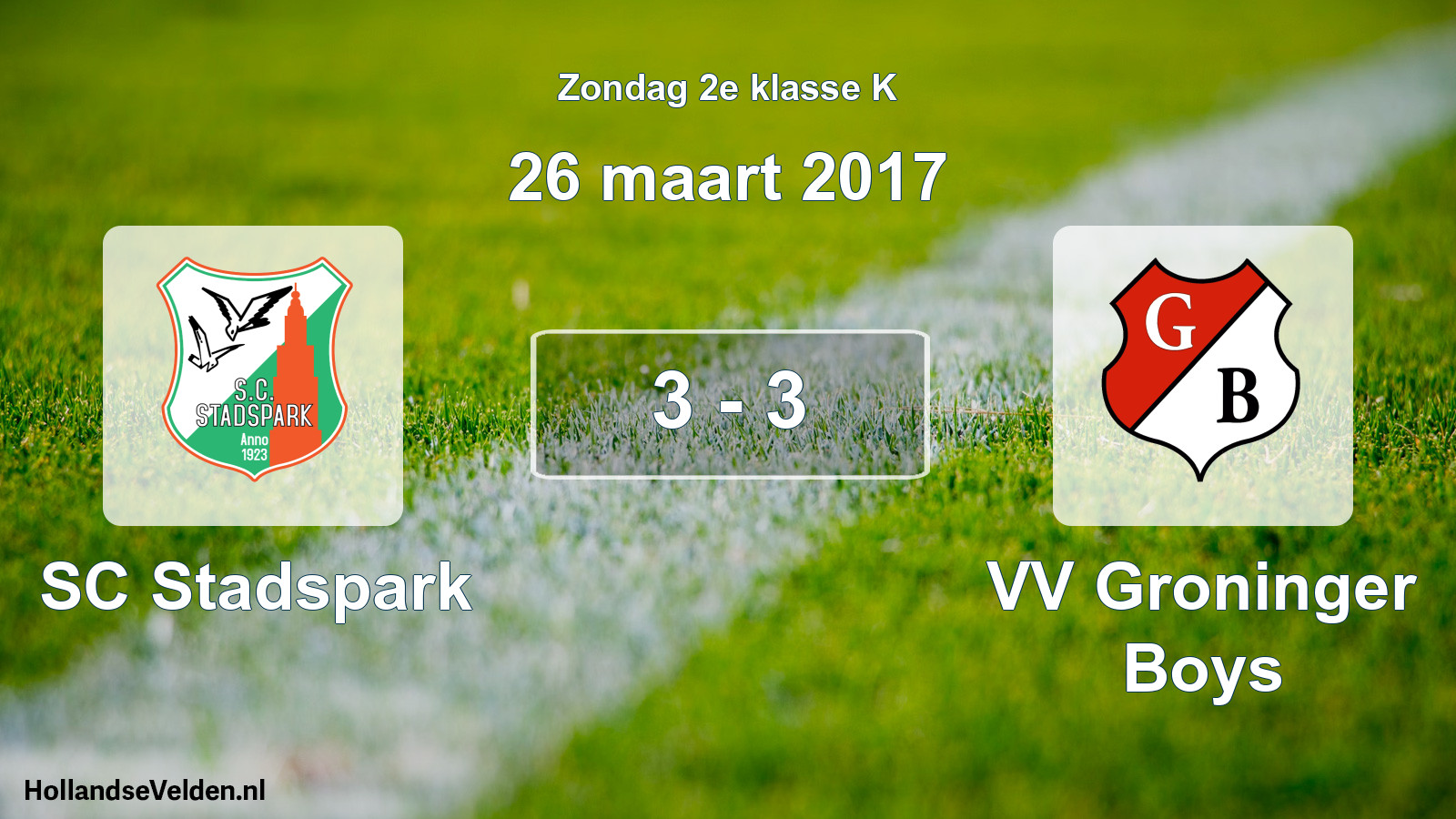 Total number of matches played: SC Stadspark - VV Groninger Boys 3 - 3 (26 March 2017)