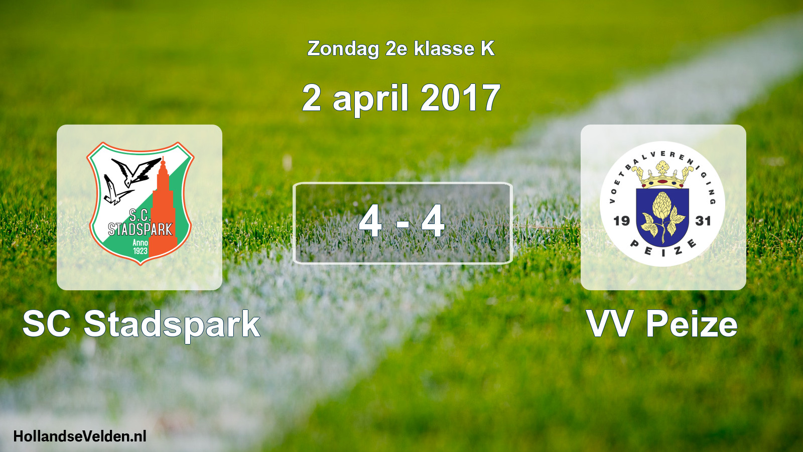 Total number of matches played: SC Stadspark - VV Peize 4 - 4 (2 April 2017)