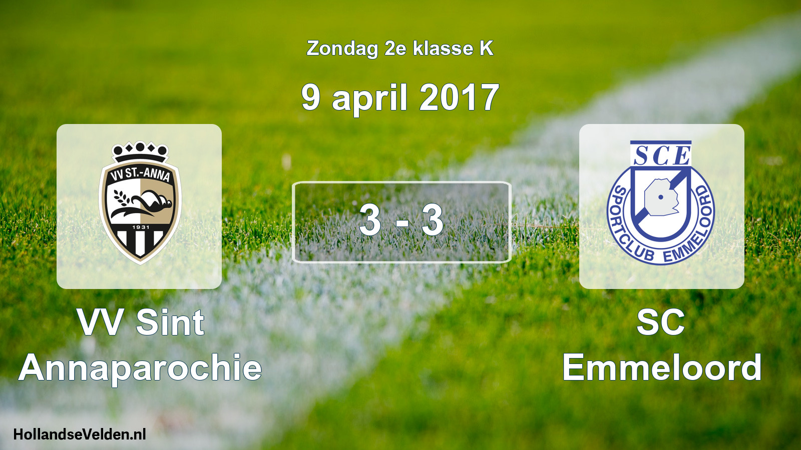 Total number of matches played: VV Sint Annaparochie - SC Emmeloord 3 - 3 (9 April 2017)