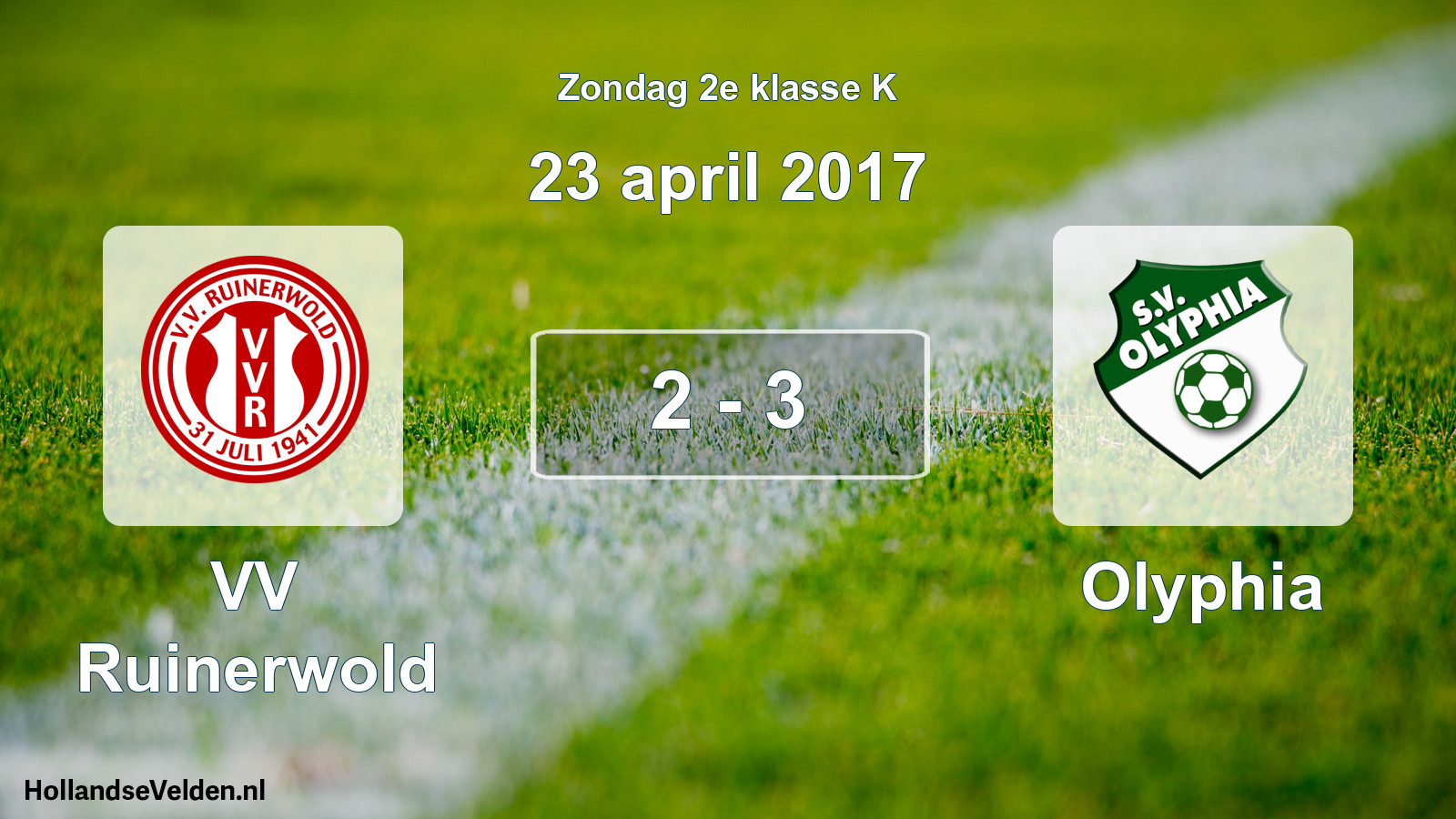 Total number of matches played: VV Ruinerwold - Olyphia 2 - 3 (23 April 2017)