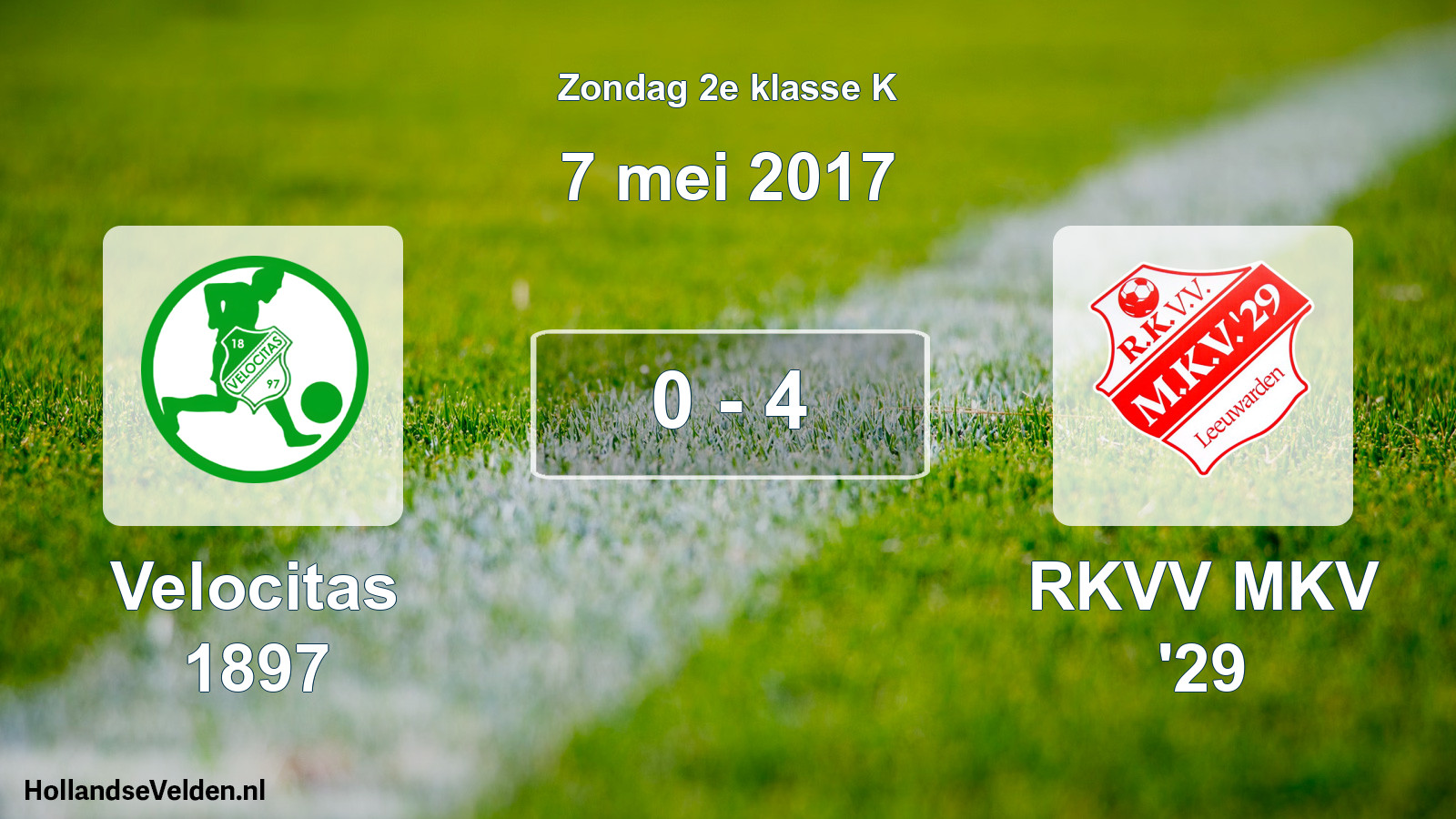 Total number of matches played: Velocitas 1897 - RKVV MKV '29 0 - 4 (7 May 2017)
