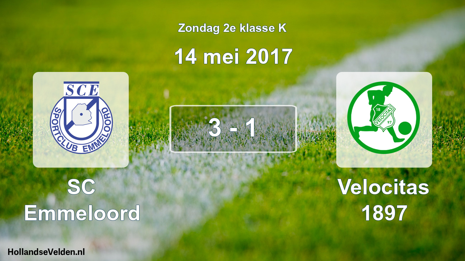 Total number of matches played: SC Emmeloord - Velocitas 1897 3 - 1 (14 May 2017)