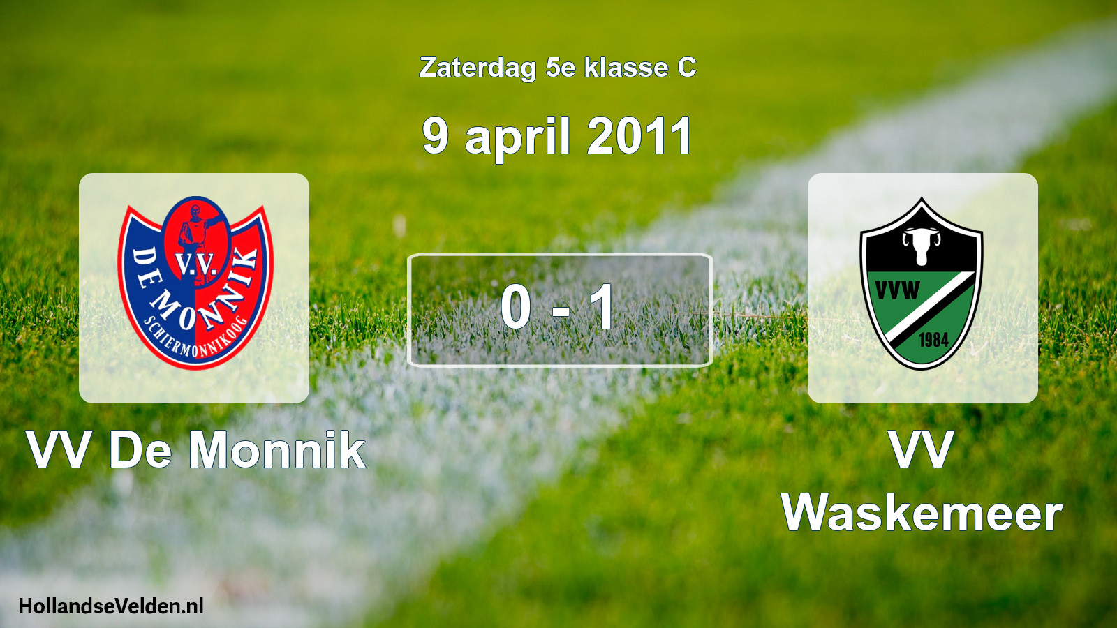 Total number of matches played: VV De Monnik - VV Waskemeer 0 - 1 (9 April 2011)