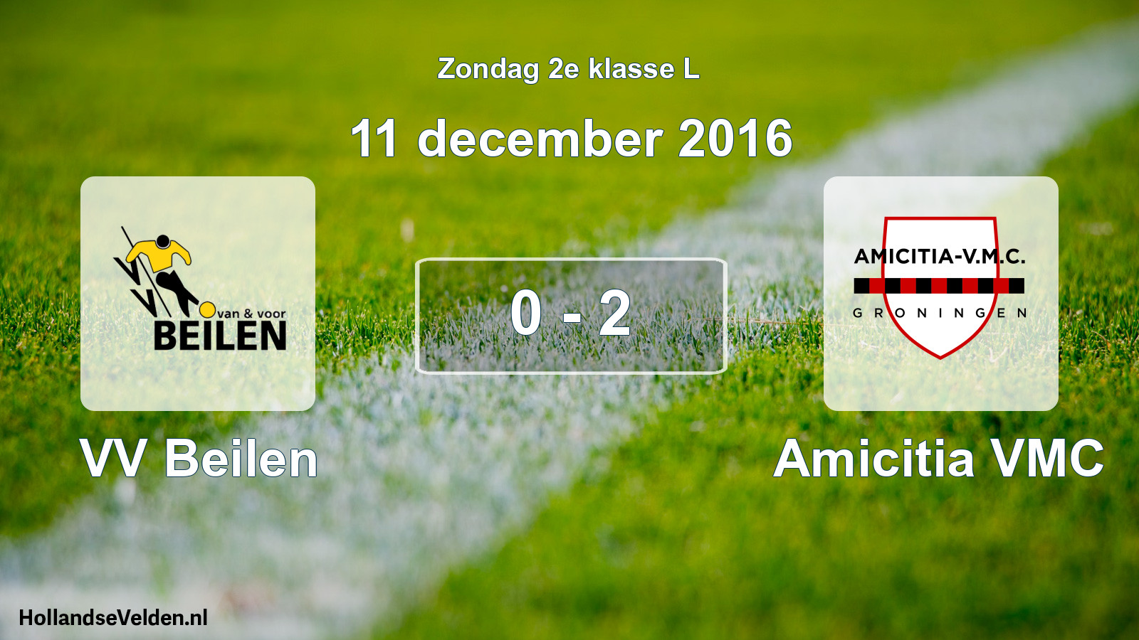 Total number of matches played: VV Beilen - Amicitia VMC 0 - 2 (11 December 2016)