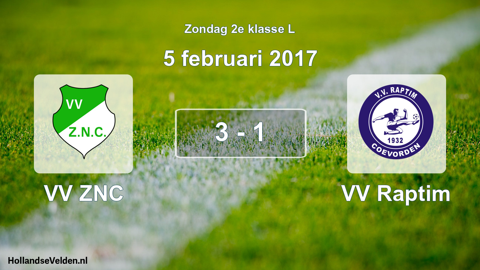 Total number of matches played: VV ZNC - VV Raptim 3 - 1 (5 February 2017)