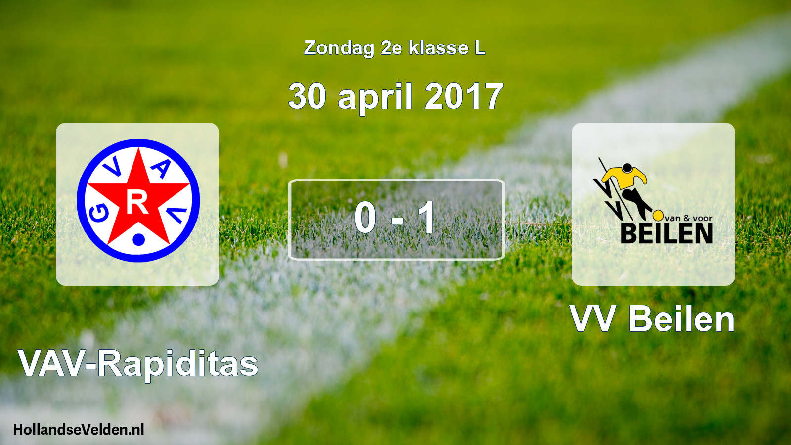 Total number of matches played: GVAV-Rapiditas - VV Beilen 0 - 1 (30 April 2017)