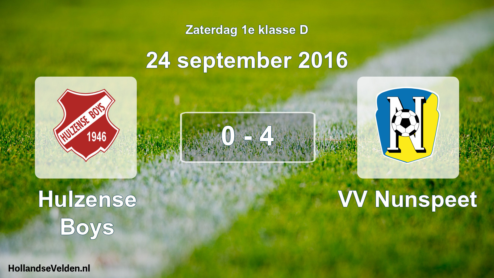 Total number of matches played: Hulzense Boys - VV Nunspeet 0 - 4 (24 September 2016)