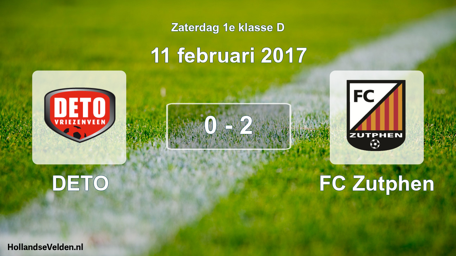 Total number of matches played: DETO - FC Zutphen 0 - 2 (11 February 2017)