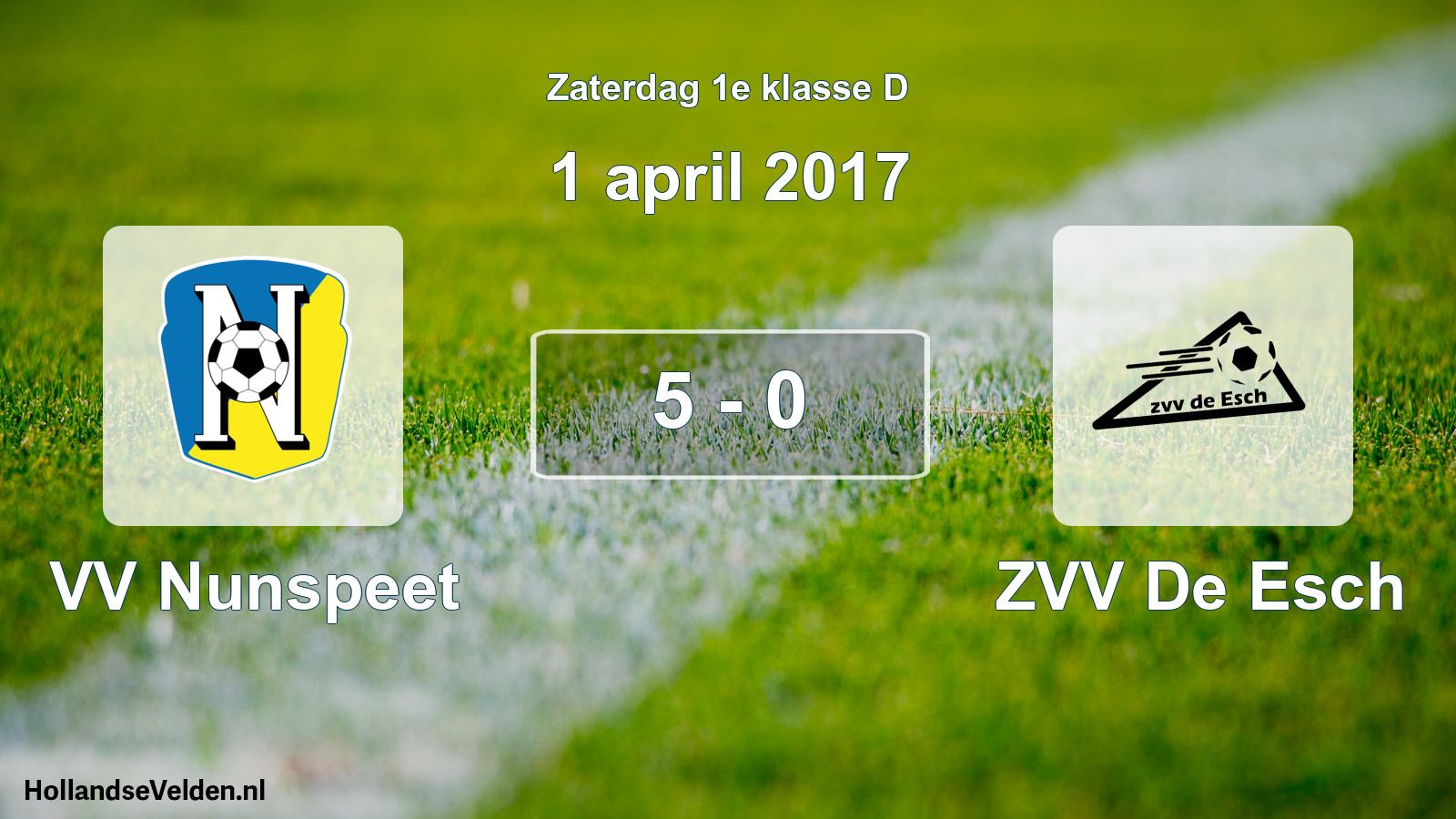 Total number of matches played: VV Nunspeet - ZVV De Esch 5 - 0 (1 April 2017)