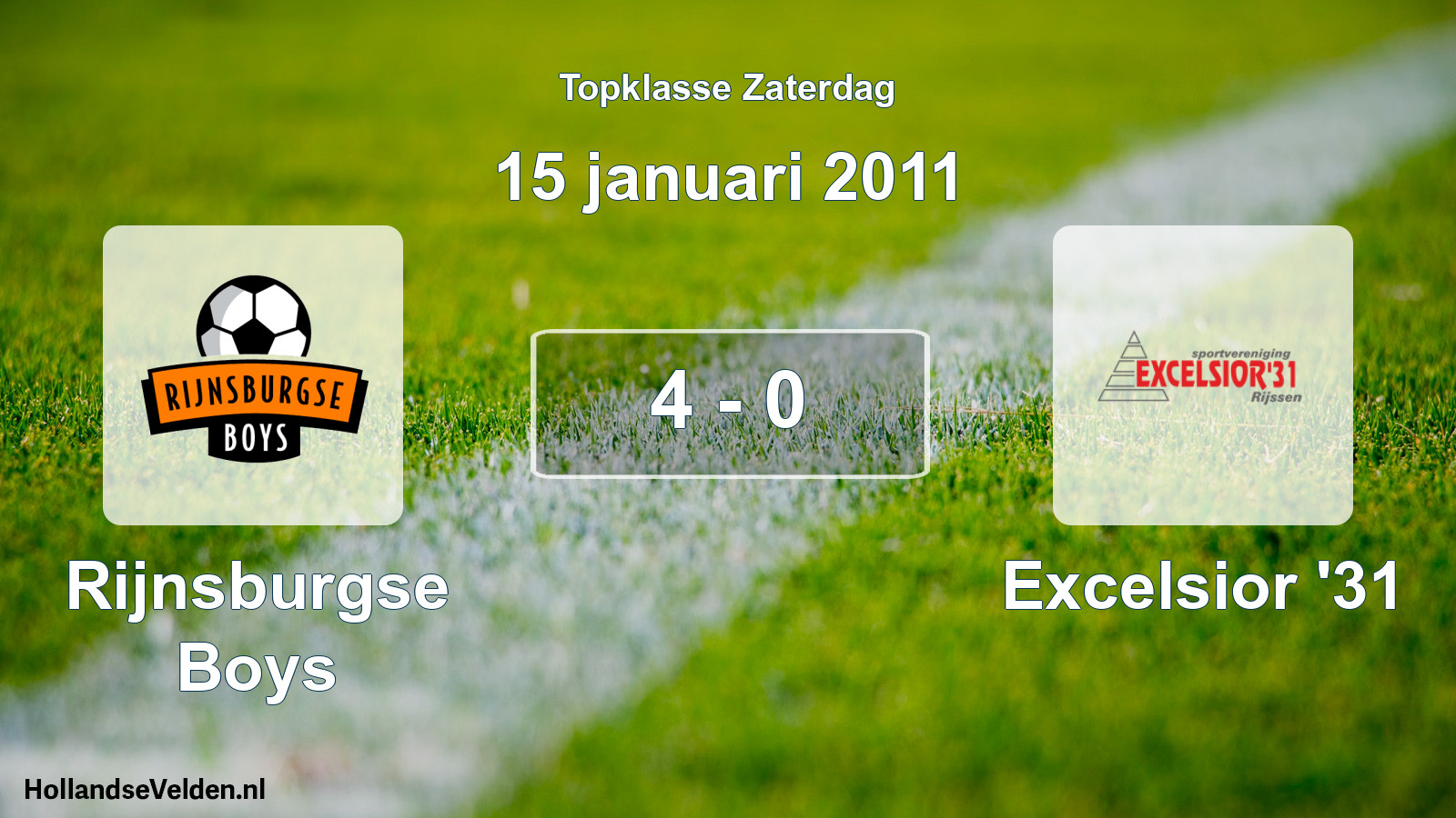 Total number of matches played: Rijnsburgse Boys - Excelsior '31 4 - 0 (15 January 2011)