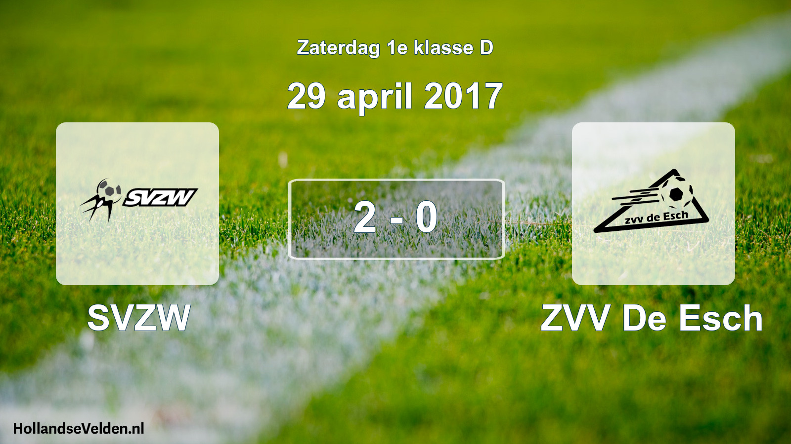 Total number of matches played: SVZW - ZVV De Esch 2 - 0 (29 April 2017)