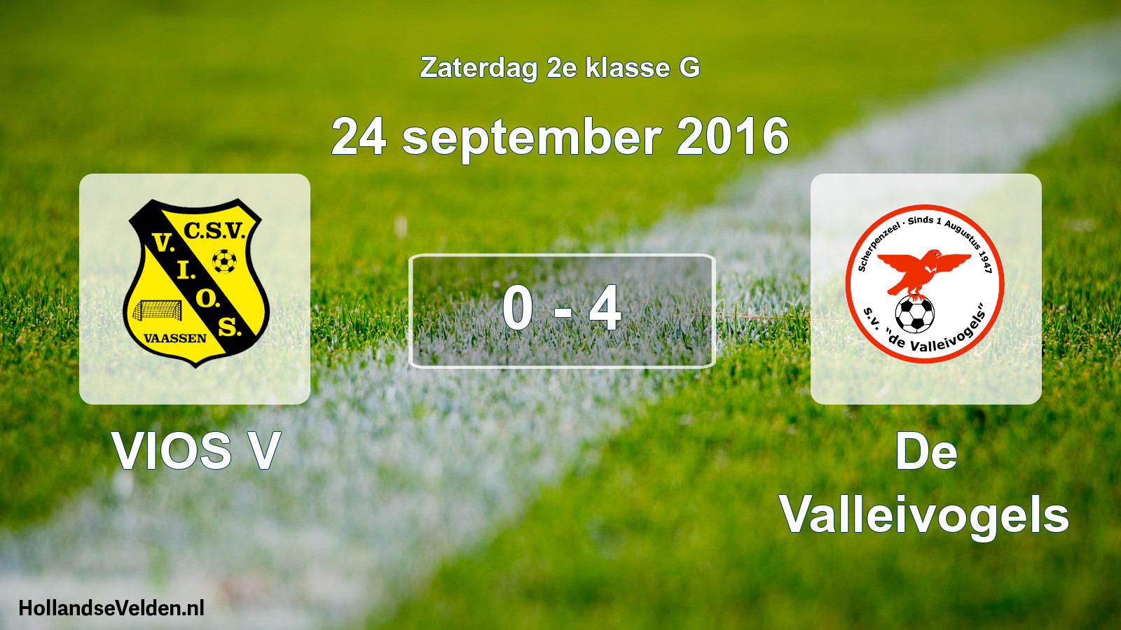 Total number of matches played: VIOS V - De Valleivogels 0 - 4 (24 September 2016)