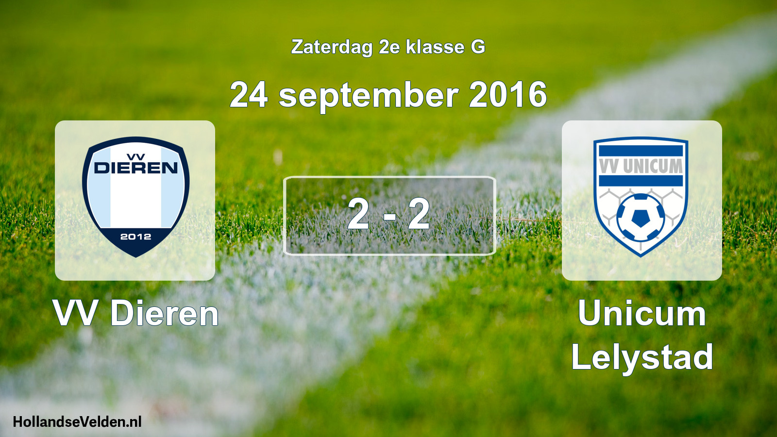 Total number of matches played: VV Dieren - Unicum Lelystad 2 - 2 (24 September 2016)