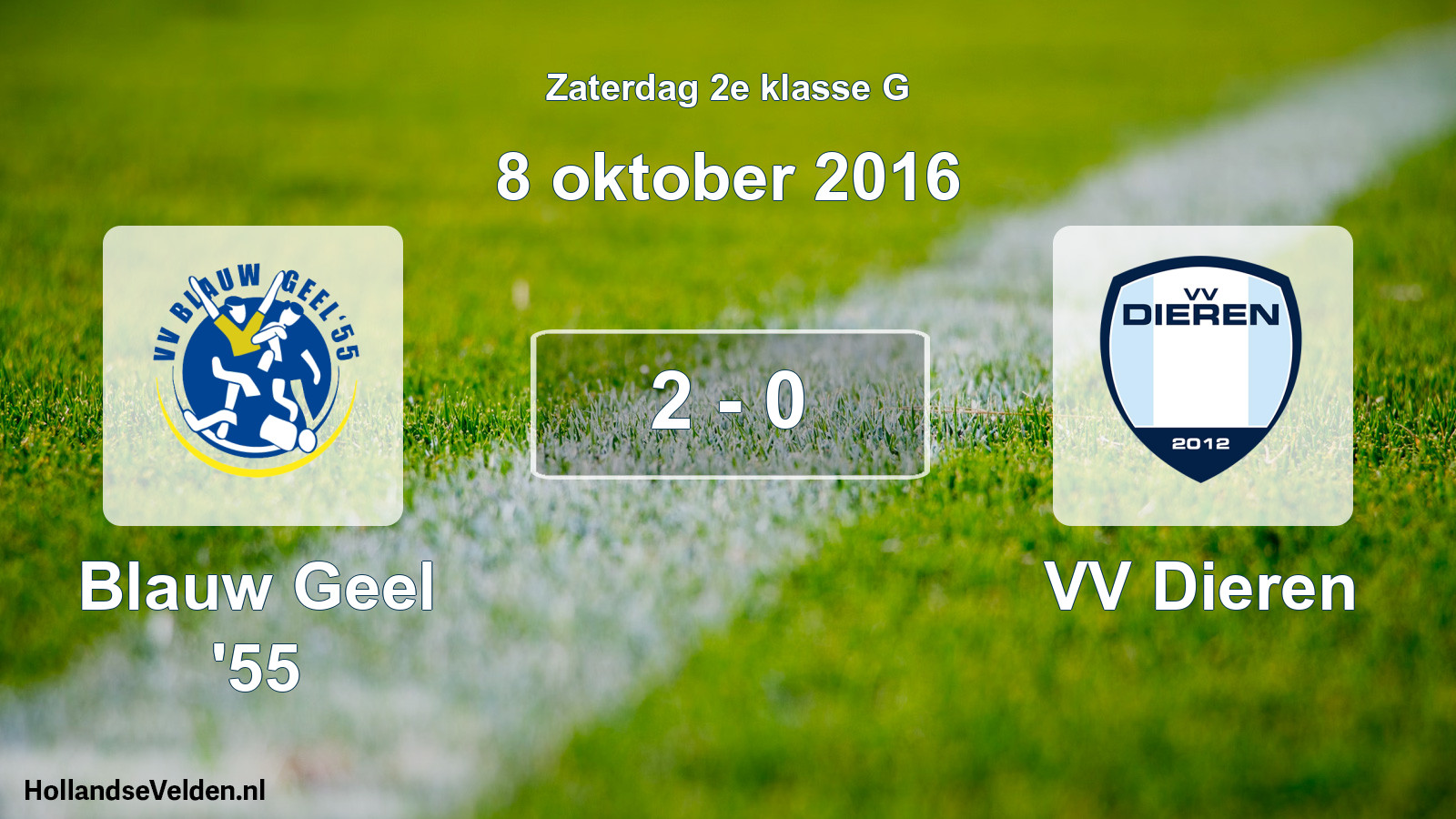 Total number of matches played: Blauw Geel '55 - VV Dieren 2 - 0 (8 October 2016)