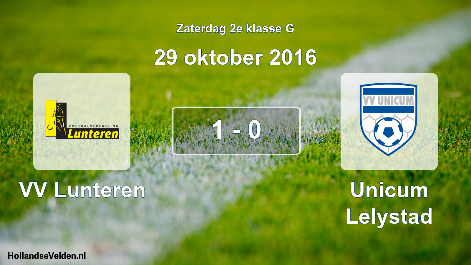 Total number of matches played: VV Lunteren - Unicum Lelystad 1 - 0 (29 October 2016)