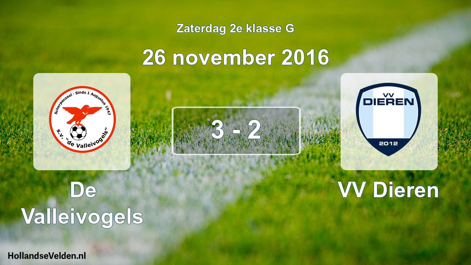 Total number of matches played: De Valleivogels - VV Dieren 3 - 2 (26 November 2016)