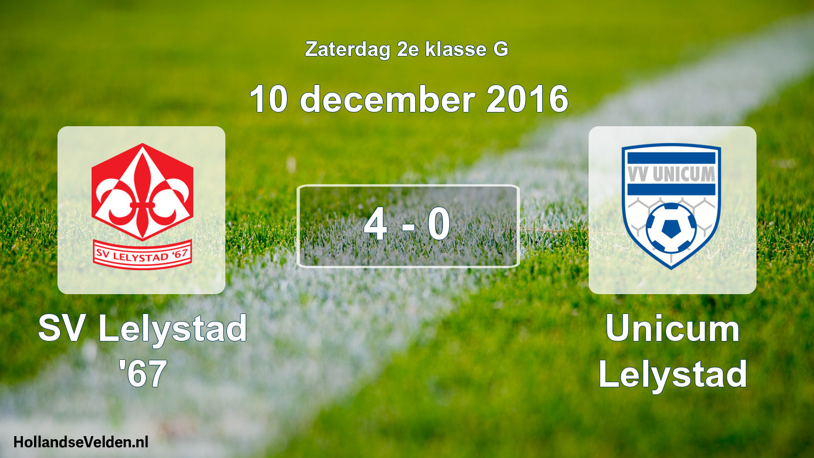 Total number of matches played: SV Lelystad '67 - Unicum Lelystad 4 - 0 (10 December 2016)