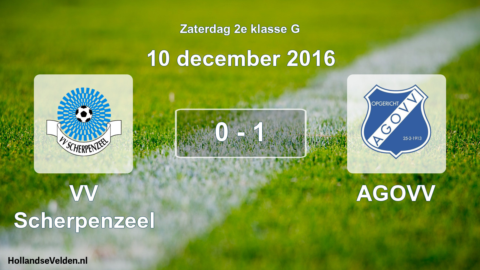 Total number of matches played: VV Scherpenzeel - AGOVV 0 - 1 (10 December 2016)
