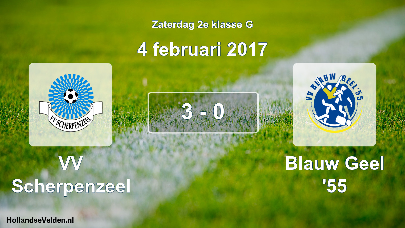 Total number of matches played: VV Scherpenzeel - Blauw Geel '55 3 - 0 (4 February 2017)