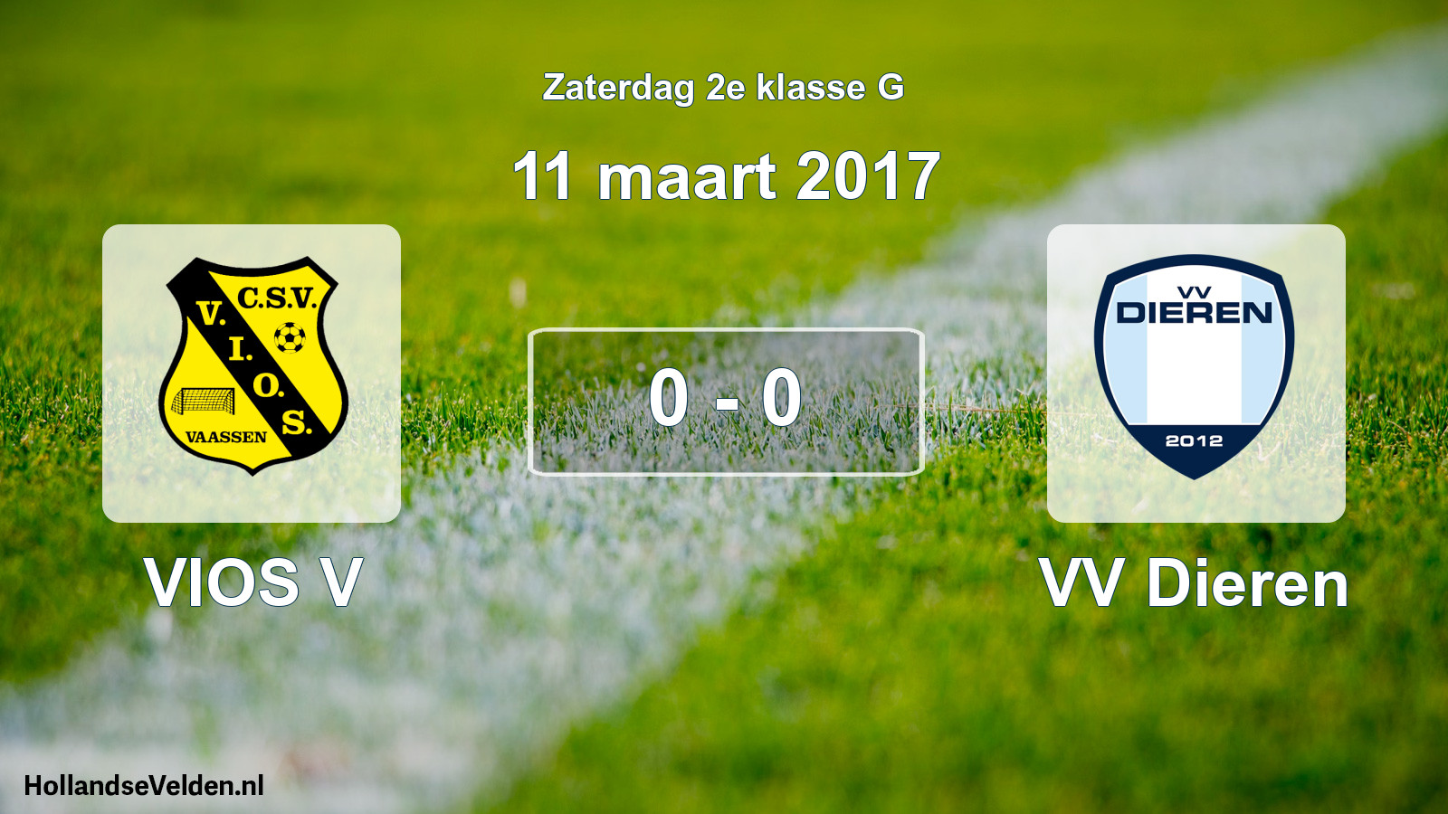 Total number of matches played: VIOS V - VV Dieren 0 - 0 (11 March 2017)