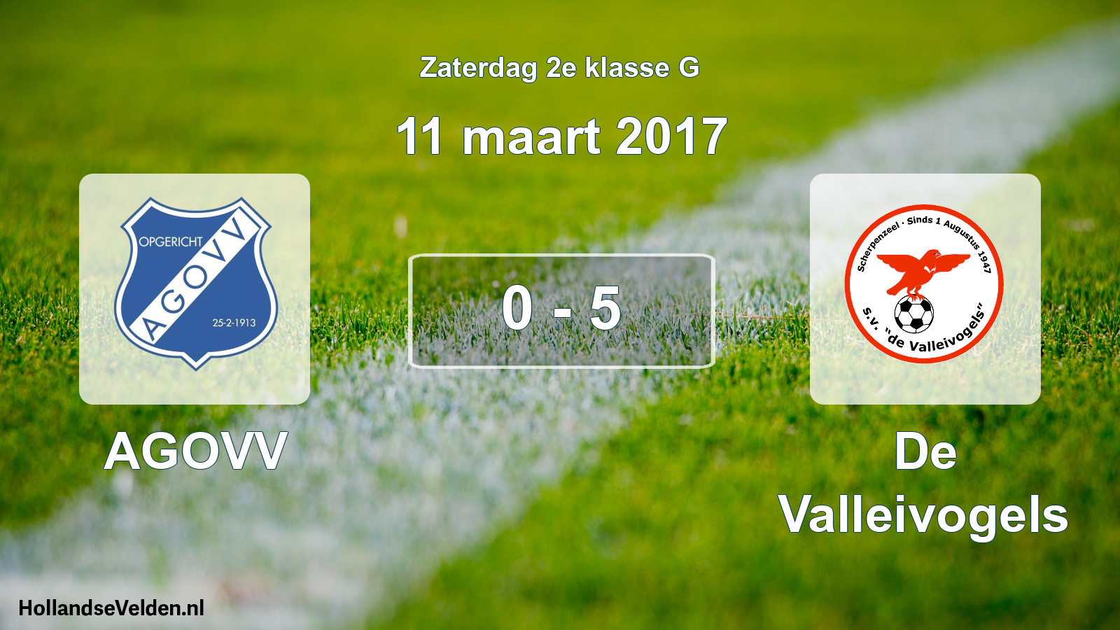 Total number of matches played: AGOVV - De Valleivogels 0 - 5 (11 March 2017)