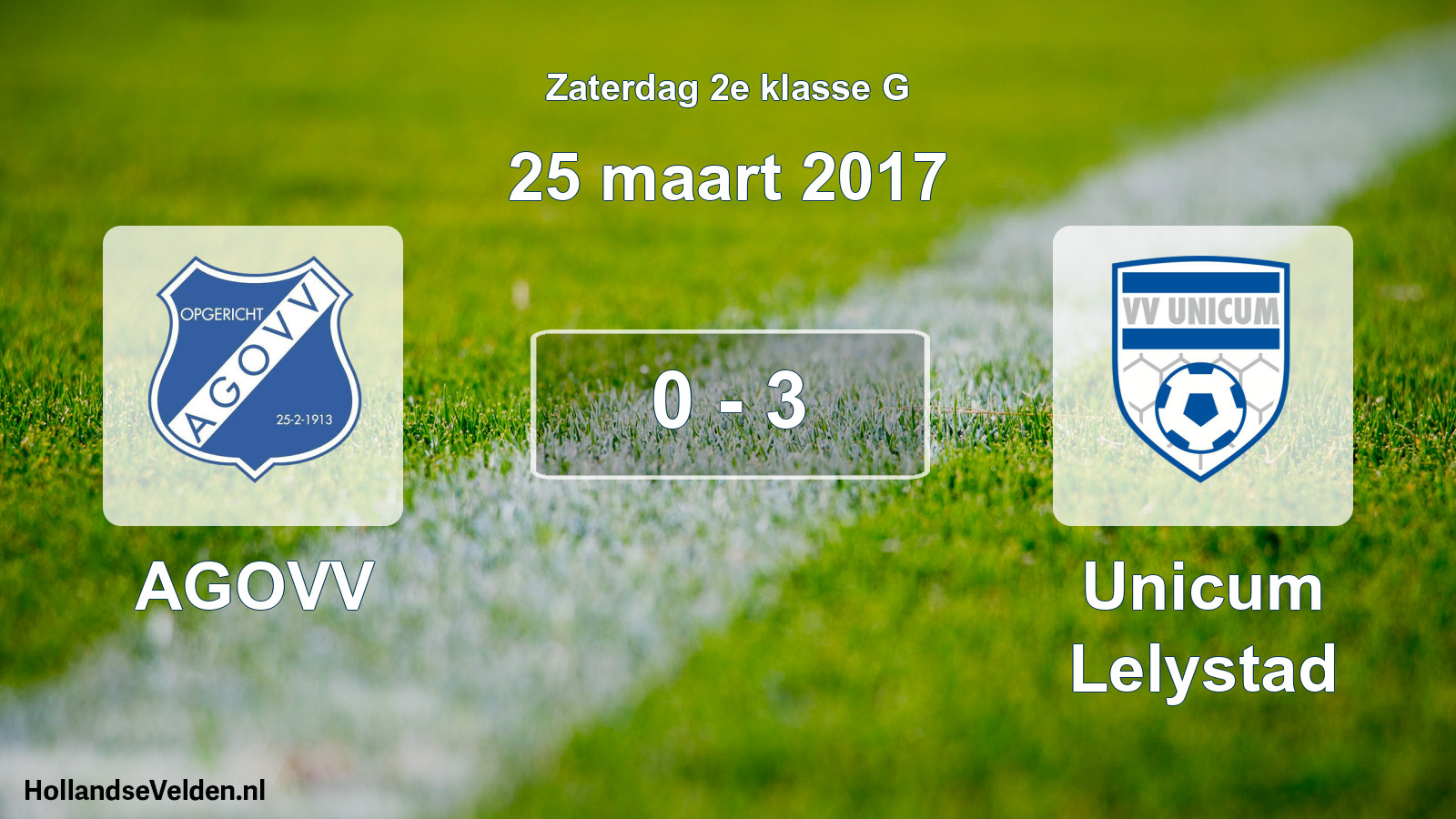 Total number of matches played: AGOVV - Unicum Lelystad 0 - 3 (25 March 2017)