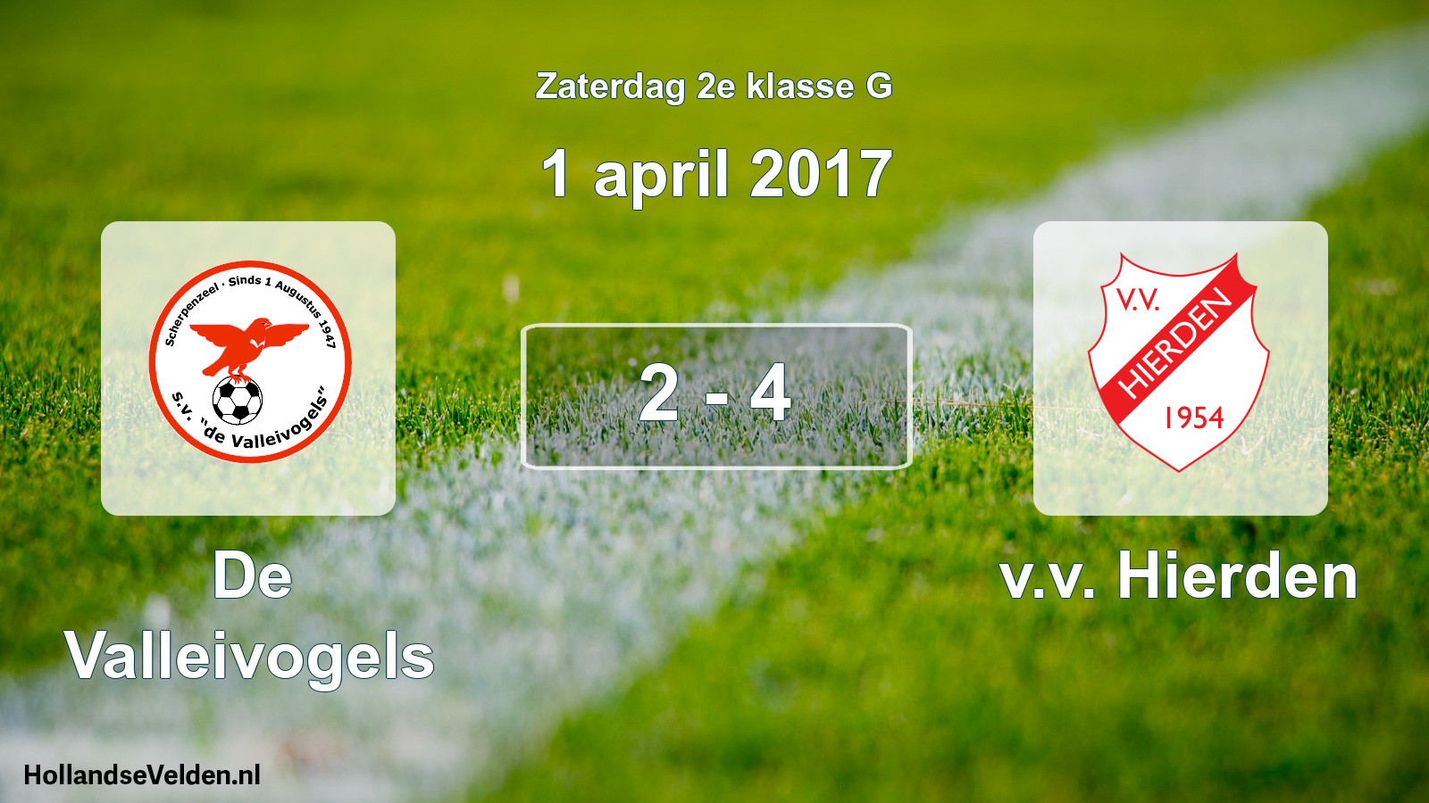Total number of matches played: De Valleivogels - v.v. Hierden 2 - 4 (1 April 2017)